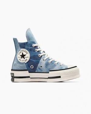 Zapatillas Converse Chuck 70 Plus Distressed Denim Hombre Azul Marino Negras Chile | C-90152479