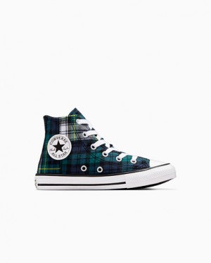 Zapatillas Converse Chuck Taylor All Star Plaid Niños Verde Azul Marino Blancas Chile | C-27830619