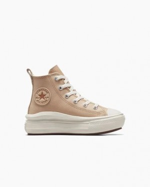 Zapatillas Converse Chuck Taylor All Star Move Leather Niños Marrones Claro Chile | C-50678199