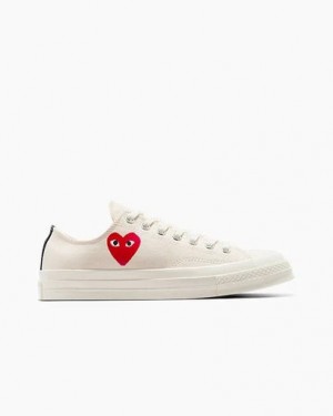 Zapatillas Converse PLAY Comme des Garçons Single Heart Chuck 70 Hombre Blancas Negras Rojas Chile | C-24387509