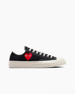 Zapatillas Converse PLAY Comme des Garçons Single Heart Chuck 70 Hombre Negras Rojas Chile | C-36142879