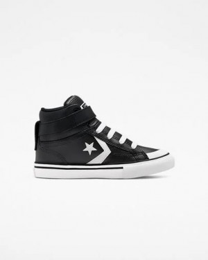 Zapatillas Converse Pro Blaze Strap Leather Niños Negras Blancas Chile | C-96321849