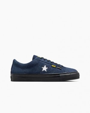 Zapatillas Skate Converse Converse x IRAK NYC One Star Pro Mujer Azul Marino Negras Amarillo Chile | C-60534919