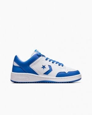 Zapatillas de Baloncesto Converse Weapon Leather Mujer Blancas Azules Chile | C-69403289