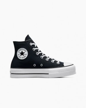 Zapatillas de Lona Converse Chuck Taylor All Star Lift Platform Mujer Negras Blancas Chile | C-62431509