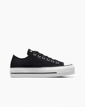 Zapatillas de Lona Converse Chuck Taylor All Star Lift Platform Mujer Negras Blancas Chile | C-39817029