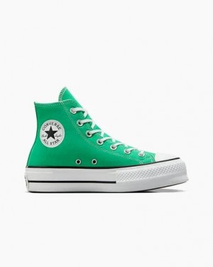 Zapatillas de Lona Converse Chuck Taylor All Star Lift Platform Mujer Verde Blancas Negras Chile | C-62781599