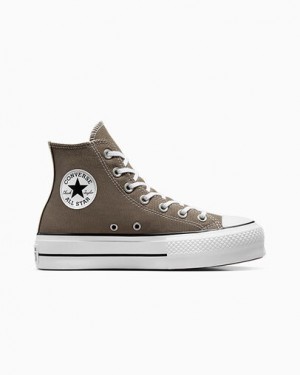 Zapatillas de Lona Converse Chuck Taylor All Star Lift Platform Mujer Gris Blancas Negras Chile | C-85263719