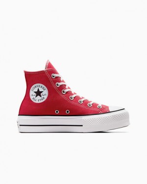 Zapatillas de Lona Converse Chuck Taylor All Star Lift Platform Mujer Rojas Blancas Negras Chile | C-65971049