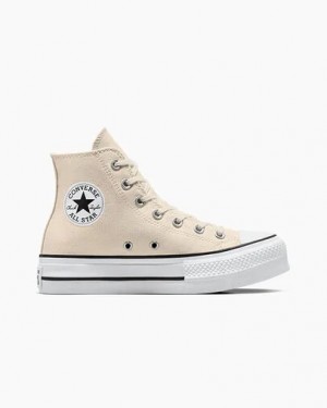 Zapatillas de Lona Converse Chuck Taylor All Star Lift Platform Mujer Beige Blancas Negras Chile | C-48723959