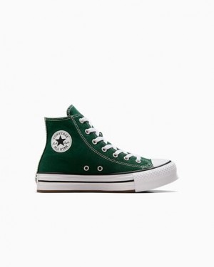 Zapatos Plataforma Converse Chuck Taylor All Star EVA Lift Niños Verde Blancas Beige Blancas Chile | C-48156029