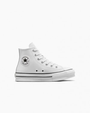 Zapatos Plataforma Converse Chuck Taylor All Star EVA Lift Leather Niños Blancas Beige Blancas Negras Chile | C-73540269