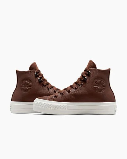 Botas Converse Chuck Taylor All Star Lift Platform Water Repellent Leather Mujer Marrones Negras Chile | C-01467839