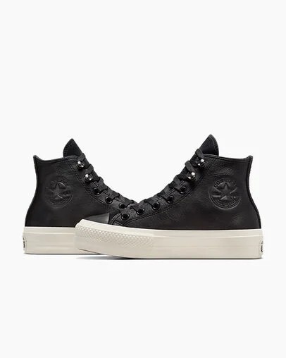 Botas Converse Chuck Taylor All Star Lift Platform Water Repellent Leather Mujer Negras Chile | C-96125349