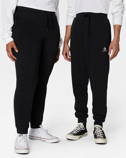 Pantalon Deportivo Converse Go-To Embroidered Star Chevron Standard-Fit Hombre Negras Chile | C-37014289