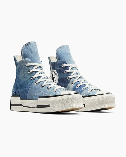 Zapatillas Converse Chuck 70 Plus Distressed Denim Hombre Azul Marino Negras Chile | C-90152479