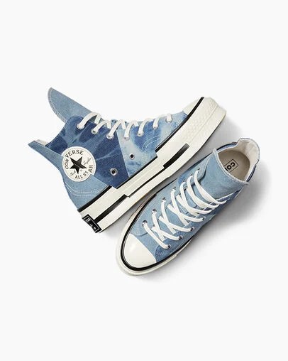 Zapatillas Converse Chuck 70 Plus Distressed Denim Hombre Azul Marino Negras Chile | C-90152479