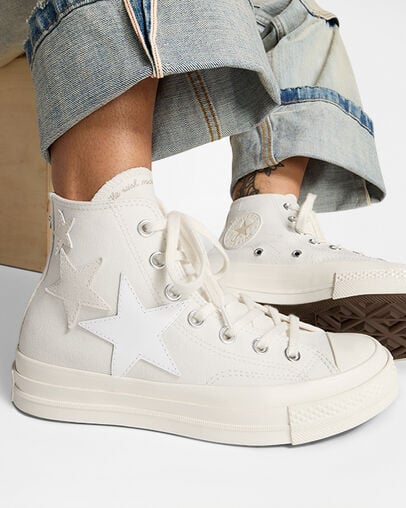 Zapatillas Converse Chuck 70 Stars Hombre Blancas Beige Chile | C-16938549