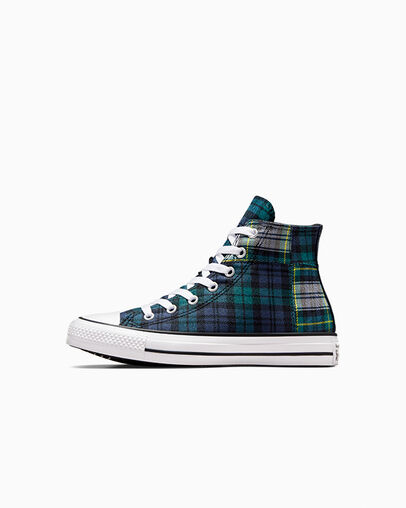 Zapatillas Converse Chuck Taylor All Star Plaid Niños Verde Azul Marino Blancas Chile | C-60532919