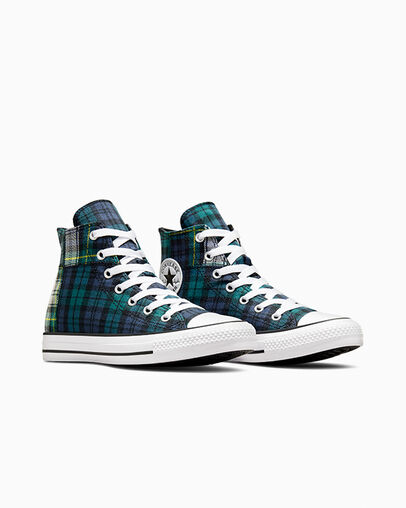 Zapatillas Converse Chuck Taylor All Star Plaid Niños Verde Azul Marino Blancas Chile | C-60532919