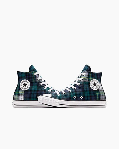 Zapatillas Converse Chuck Taylor All Star Plaid Niños Verde Azul Marino Blancas Chile | C-60532919