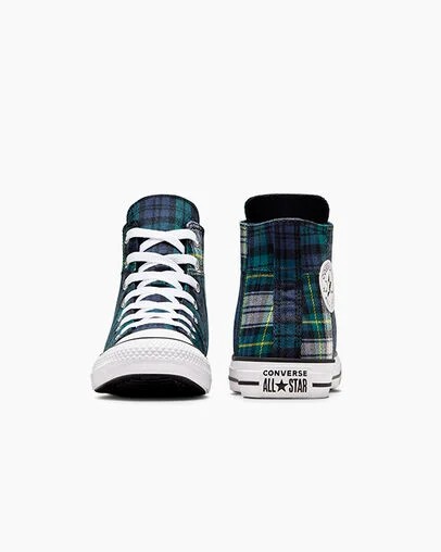 Zapatillas Converse Chuck Taylor All Star Plaid Niños Verde Azul Marino Blancas Chile | C-60532919