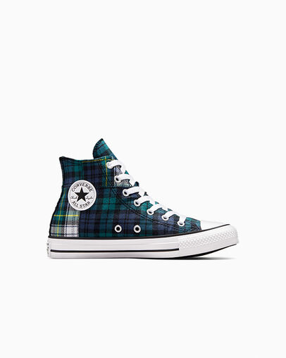 Zapatillas Converse Chuck Taylor All Star Plaid Niños Verde Azul Marino Blancas Chile | C-60532919