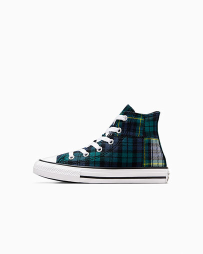 Zapatillas Converse Chuck Taylor All Star Plaid Niños Verde Azul Marino Blancas Chile | C-27830619