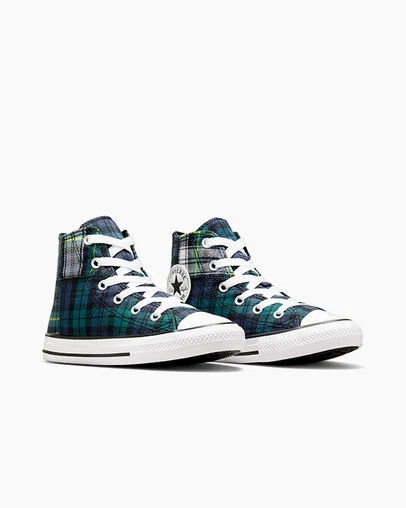 Zapatillas Converse Chuck Taylor All Star Plaid Niños Verde Azul Marino Blancas Chile | C-27830619