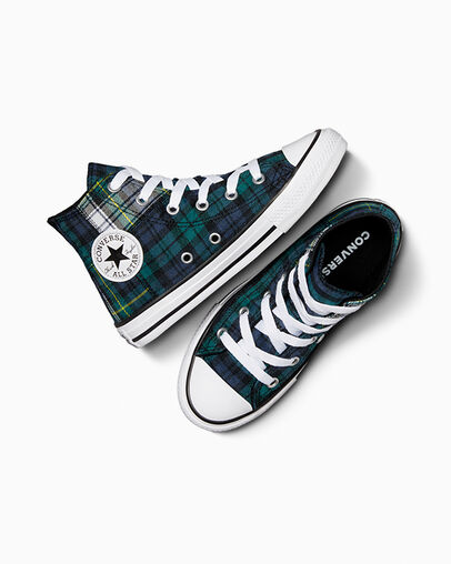 Zapatillas Converse Chuck Taylor All Star Plaid Niños Verde Azul Marino Blancas Chile | C-27830619