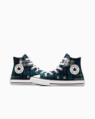 Zapatillas Converse Chuck Taylor All Star Plaid Niños Verde Azul Marino Blancas Chile | C-27830619