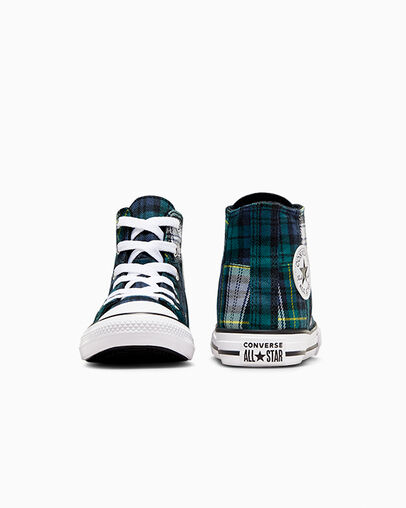 Zapatillas Converse Chuck Taylor All Star Plaid Niños Verde Azul Marino Blancas Chile | C-27830619