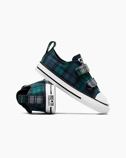 Zapatillas Converse Chuck Taylor All Star Plaid Niños Verde Azul Marino Blancas Chile | C-05792819