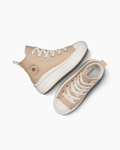 Zapatillas Converse Chuck Taylor All Star Move Leather Niños Marrones Claro Chile | C-50678199