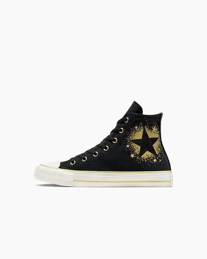 Zapatillas Converse Chuck Taylor All Star Gold Metallic Niños Negras Doradas Blancas Chile | C-70842169