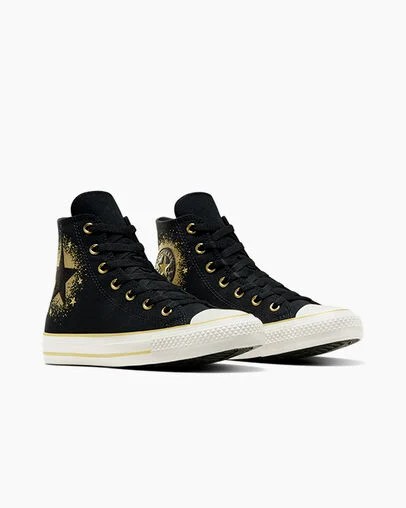 Zapatillas Converse Chuck Taylor All Star Gold Metallic Niños Negras Doradas Blancas Chile | C-70842169