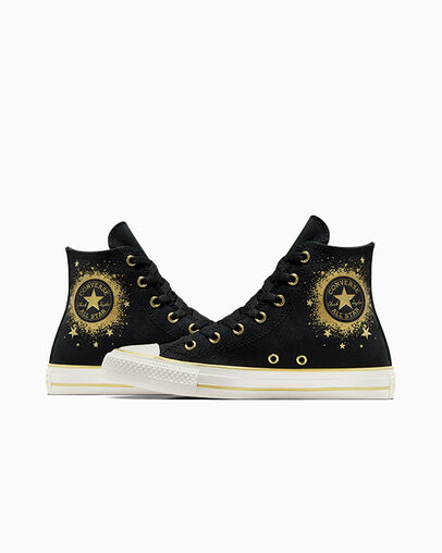 Zapatillas Converse Chuck Taylor All Star Gold Metallic Niños Negras Doradas Blancas Chile | C-70842169