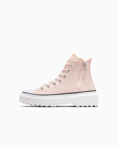 Zapatillas Converse Chuck Taylor All Star Lugged Lift Ruffles Niños Rosas Blancas Chile | C-09861729