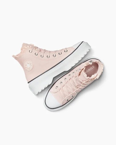 Zapatillas Converse Chuck Taylor All Star Lugged Lift Ruffles Niños Rosas Blancas Chile | C-09861729