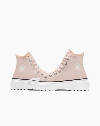 Zapatillas Converse Chuck Taylor All Star Lugged Lift Ruffles Niños Rosas Blancas Chile | C-09861729