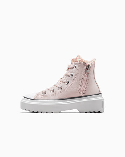 Zapatillas Converse Chuck Taylor All Star Lugged Lift Ruffles Niños Rosas Blancas Chile | C-13967489