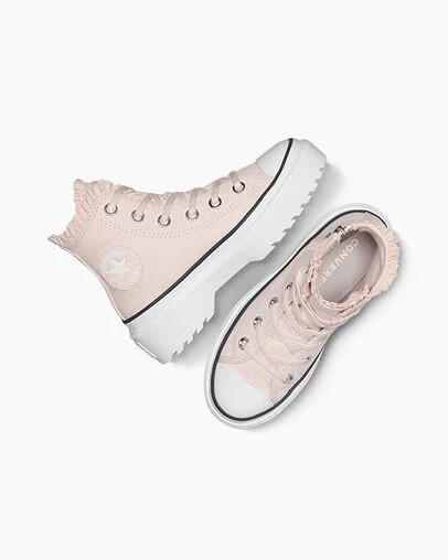 Zapatillas Converse Chuck Taylor All Star Lugged Lift Ruffles Niños Rosas Blancas Chile | C-13967489