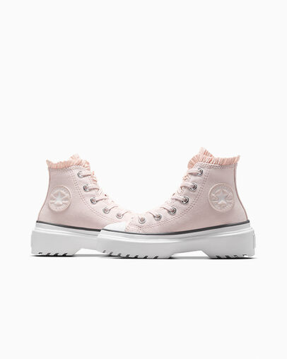 Zapatillas Converse Chuck Taylor All Star Lugged Lift Ruffles Niños Rosas Blancas Chile | C-13967489