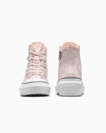 Zapatillas Converse Chuck Taylor All Star Lugged Lift Ruffles Niños Rosas Blancas Chile | C-13967489