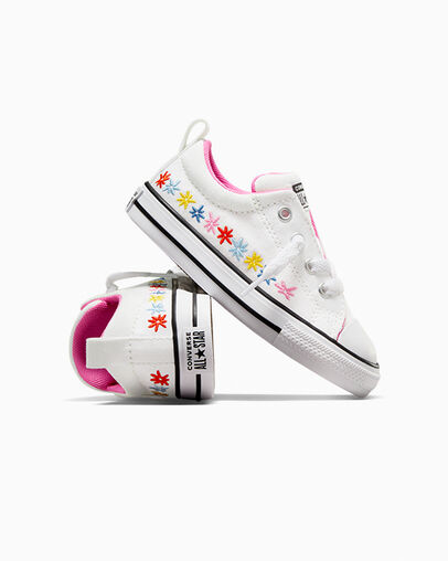 Zapatillas Converse Chuck Taylor All Star Street Embroidered Flowers Niños Blancas Rosas Chile | C-03198259