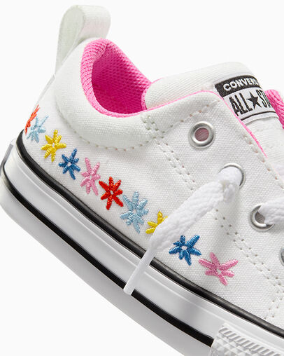 Zapatillas Converse Chuck Taylor All Star Street Embroidered Flowers Niños Blancas Rosas Chile | C-03198259