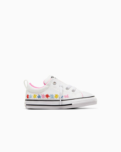 Zapatillas Converse Chuck Taylor All Star Street Embroidered Flowers Niños Blancas Rosas Chile | C-03198259