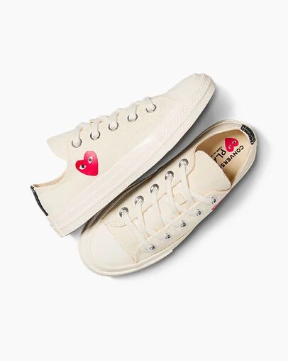 Zapatillas Converse PLAY Comme des Garçons Single Heart Chuck 70 Niños Blancas Rojas Negras Chile | C-75493269