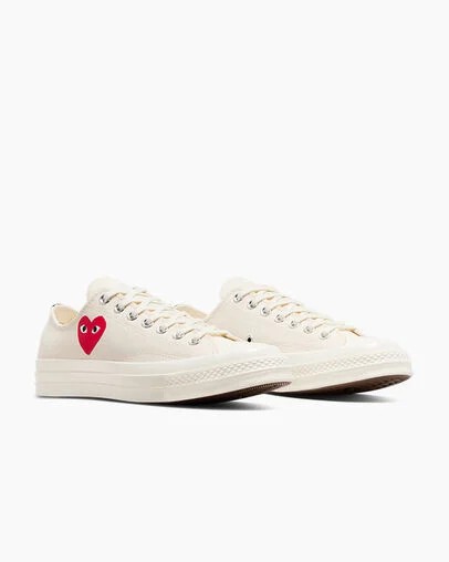 Zapatillas Converse PLAY Comme des Garçons Single Heart Chuck 70 Hombre Blancas Negras Rojas Chile | C-24387509