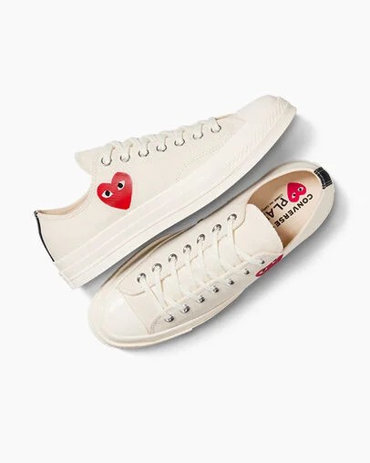 Zapatillas Converse PLAY Comme des Garçons Single Heart Chuck 70 Hombre Blancas Negras Rojas Chile | C-24387509